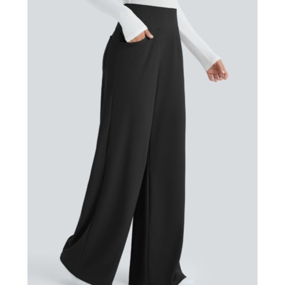 Halara Flex High Waisted Tummy Control Wide Leg Baggy Micro Waffle Work Pants M